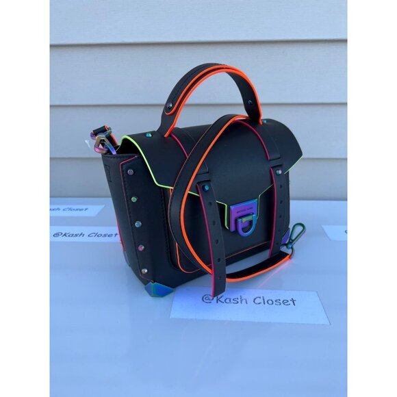 Michael Kors satchel manhattan medium leather contrast trim satchel black - Picture 2 of 11